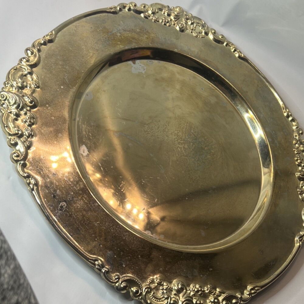 Godinger Gold Metal Charger Plate Ornate Rim Round Decorative Hong Kong